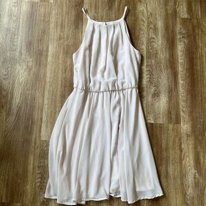 Francesca's Blue Rain Halter Mini Light Pink‎ Dress Women's Small